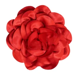 Κόκκινη Μπουτονιέρα Σατέν με Ανάγλυφο Σχέδιο Λουλουδιού για Ρούχα