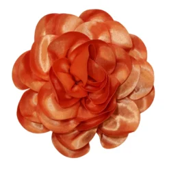 Πορτοκαλί Μπουτονιέρα Σατέν σε Σχέδιο Λουλουδιού για Ρούχα