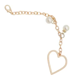 Χρυσό Μπρελόκ Τσάντας Καρδιά με Λευκές Πέρλες
