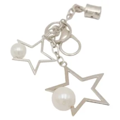 Ασημί Μπρελόκ Τσάντας με Αστέρια και Πέρλες