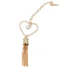 Χρυσό Μπρελόκ Τσάντας με Καρδιά, Πέρλα και Μεταλλική Φούντα