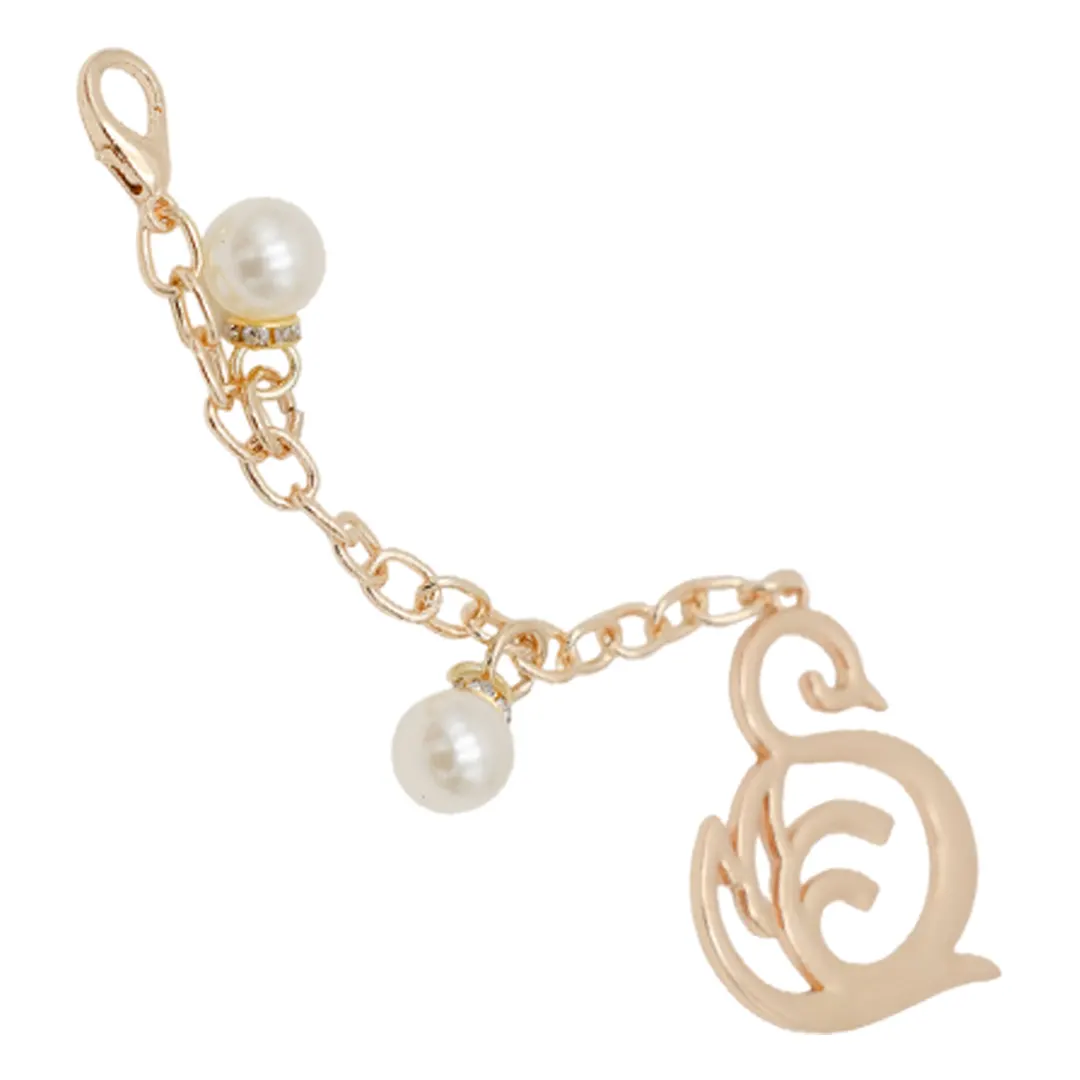 Χρυσό Μπρελόκ Τσάντας με Κύκνο και Λαμπερές Λεπτομέρειες