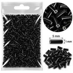 Μαύρες Χάντρες Μακαρόνι 5mm για Κεντήματα