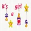 Κέντημα σταυροβελονιάς “It’s a Girl” με μπιμπερό, πιπίλες και αστεράκια για βρεφικό μαξιλάρι κοριτσιού
