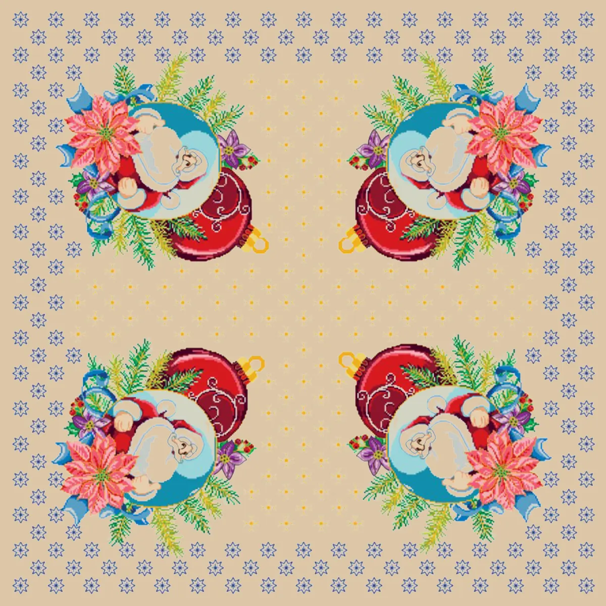 Χριστουγεννιάτικο Καρέ για Κέντημα σε Εταμίν Κνωσσός Μπεζ με Χρυσό “Μαγεία των Εορτών”