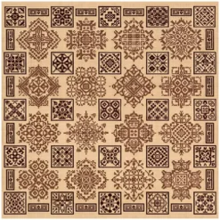 Σταμπωτό Καρέ Κεντήματος με Παραδοσιακή Γεωμετρική Σύνθεση