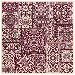 Σταμπωτό Καρέ για Κέντημα με Συμμετρικά Γεωμετρικά Μοτίβα