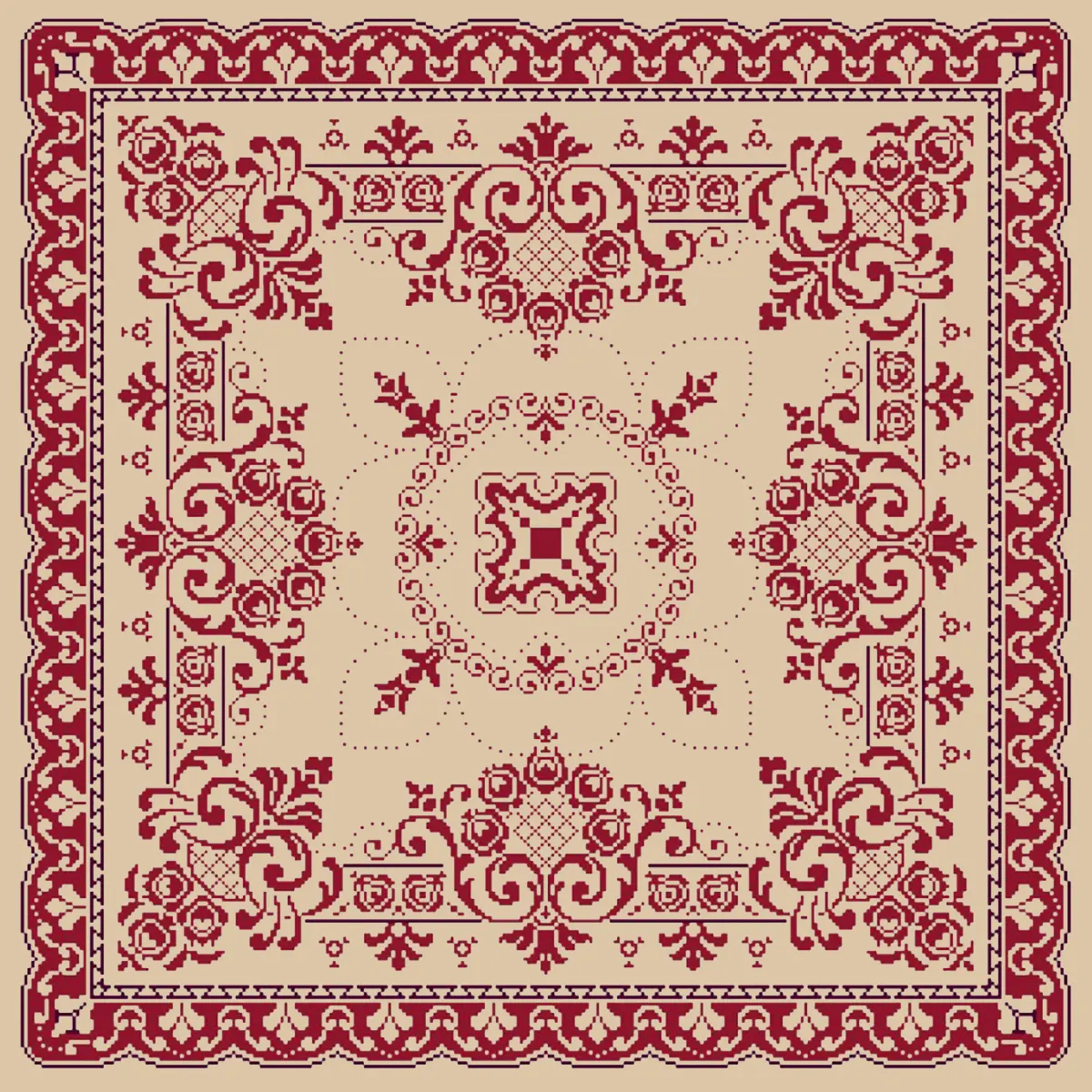 Παραδοσιακό Καρέ για Κέντημα με Μοτίβα από Λουλούδια σε Ύφασμα Εταμίν Κνωσσός