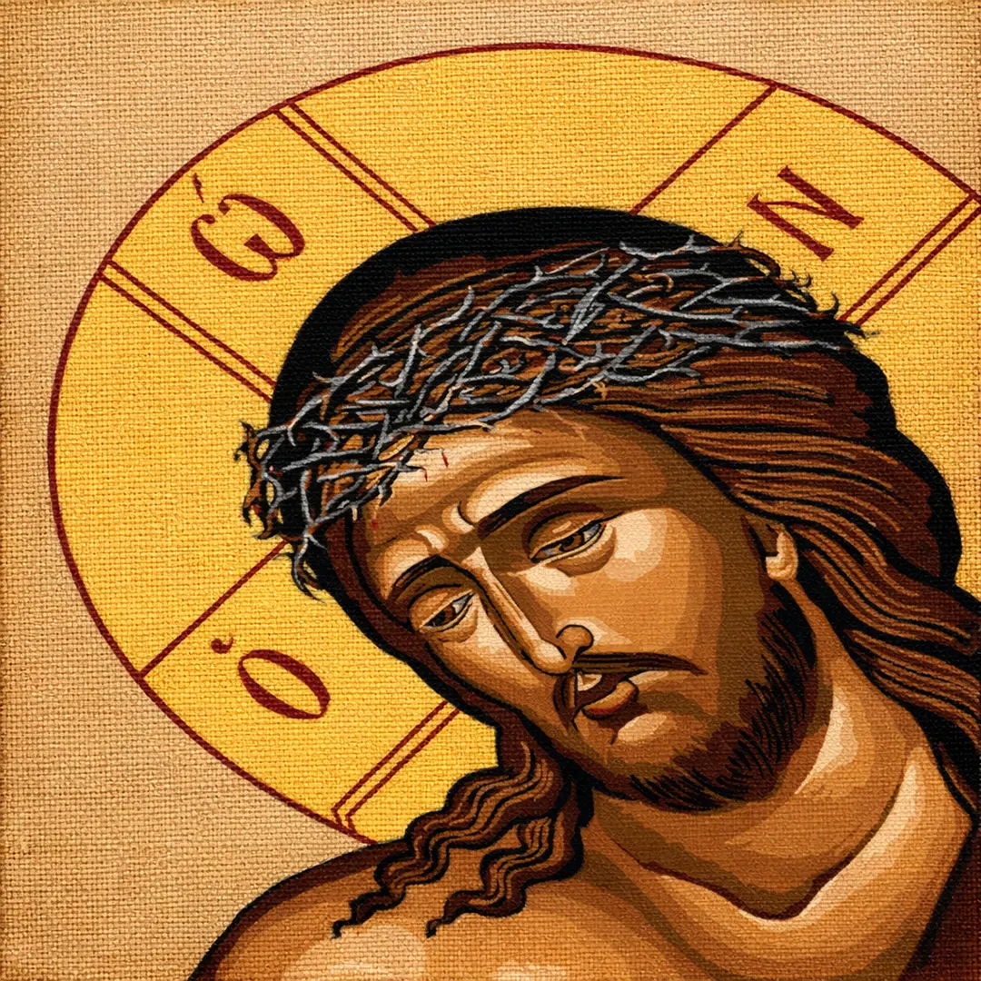 Σταμπωτό Κέντημα Χριστού με Ακάνθινο Στέφανο για Σταυροβελονιά