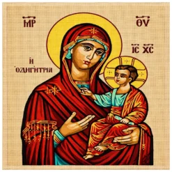 Σταμπωτό Κέντημα σε εταμίν ύφασμα Κνωσσός η Εικόνα της Παναγίας Οδηγήτριας