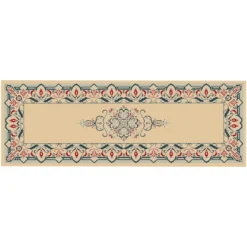 Σταμπωτή Τραβέρσα για Κέντημα σε Ύφασμα Εταμίν Κνωσσός Μπεζ με Χρυσό “Ανθισμένη Κομψότητα”