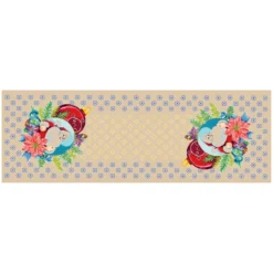 Σταμπωτό Κέντημα Τραβέρσα με τον Άγιο Βασίλη και Στολίδια σε Ύφασμα Εταμίν Κνωσσός