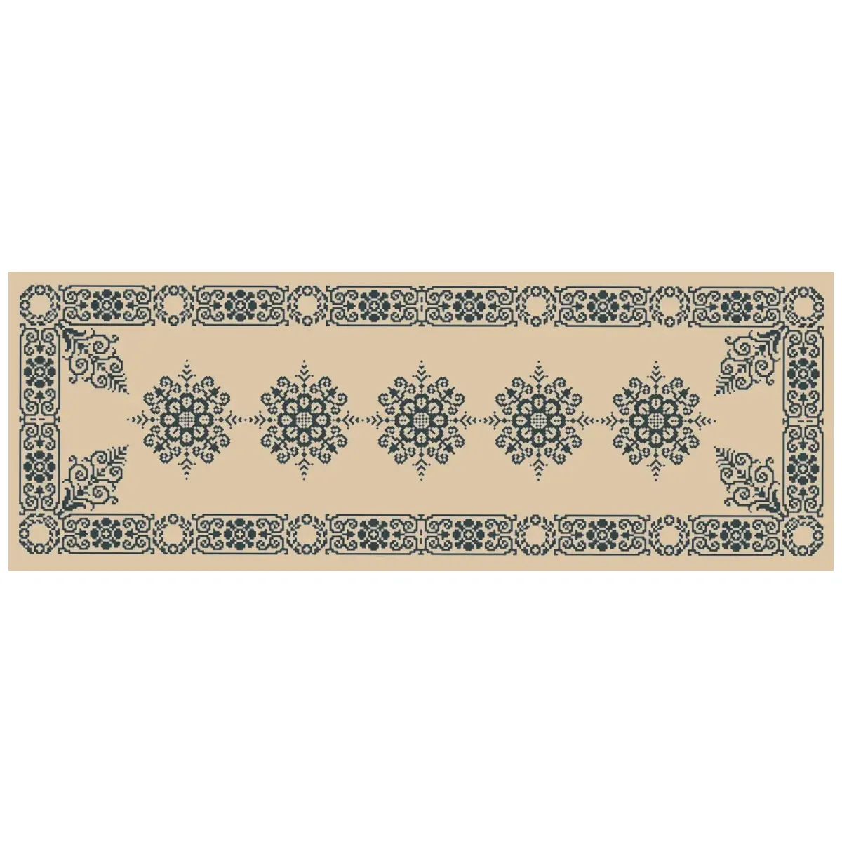 Κέντημα Σταμπωτό Τραβέρσα σε Εταμίν Κνωσσός Μπεζ με Χρυσό