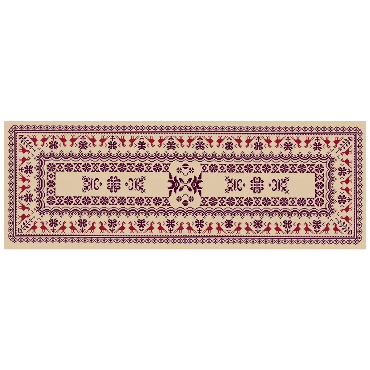 Σταμπωτό Κέντημα Τραβέρσα με Σχέδιο Σταυροβελονιάς σε Ύφασμα Εταμίν Κνωσσός