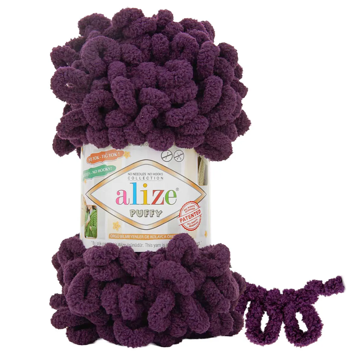 Νήμα για Πλέξιμο με τα Χέρια Alize Puffy σε χρώμασ 986 Μελιτζανί