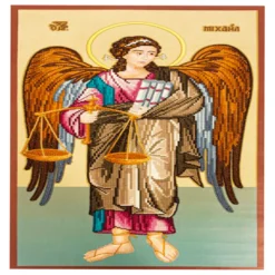 Θρησκευτική Εικόνα Αρχαγγέλου Μιχαήλ με Λαμπερή Ψηφιδωτή Όψη