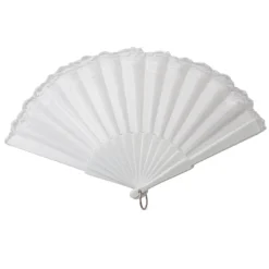 Πλαστική Βεντάλια σε Λευκό με Δαντελένια Λεπτομέρεια