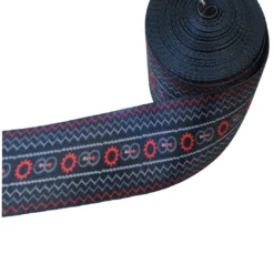 Σκούρος μπλε πολυεστερικός ιμάντας με γεωμετρικό διακοσμητικό σχέδιο για τσάντες