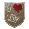 Στάμπα με Λεκτικό I Love Life και Χρυσή Λάμψη