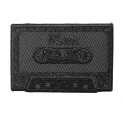 Μαύρη Θερμοκολλητική Στάμπα Μουσικής Κασέτας