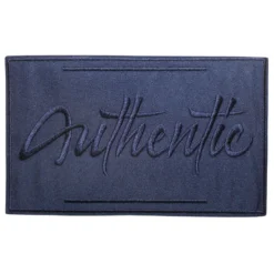 Θερμοκολλητική στάμπα "Authentic" σε μπλε denim ύφασμα για ρούχα.