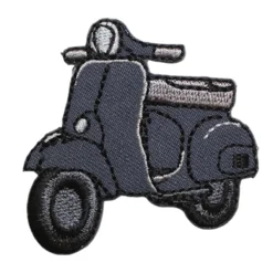 Γκρι Σκούρα Θερμοκολλητική Στάμπα Βέσπα για Ράψιμο και Μπάλωμα σε Ρούχα