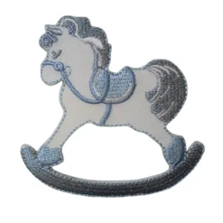 Γαλάζια θερμοκολλητική στάμπα με σχέδιο κουνιστό αλογάκι