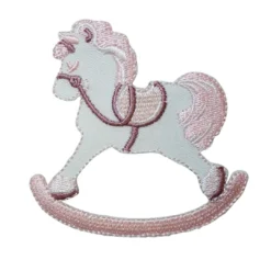 Θερμοκολλητικό μοτίφ κουνιστό αλογάκι σε ροζ για βρεφική προίκα