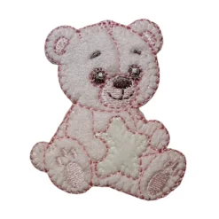 Ροζ θερμοκολλητική στάμπα με σχέδιο αρκουδάκι