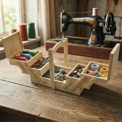 Ξύλινο κουτί Ραπτικής με Ίσια Λαβή