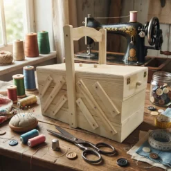 Ξύλινο κουτί Ραπτικής με Ίσια Λαβή