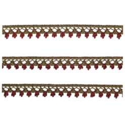 Δαντέλα Λασέ με Πολλά Μικρά Λουλούδια σε Μπρονζέ με Μπορντό