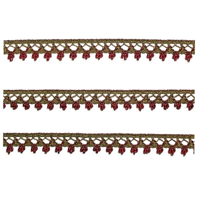 Δαντέλα Λασέ με Πολλά Μικρά Λουλούδια σε Μπρονζέ με Μπορντό