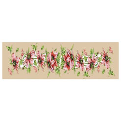 Κέντημα Σταμπωτό Τραβέρσα με Σχέδιο Ροζ Λουλούδια