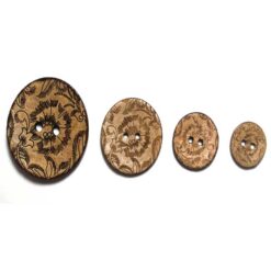 Ξύλινα Κουμπιά Διακοσμητικά με Σχέδιο Λουλούδια