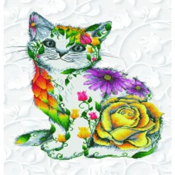 Πίνακας Diamond Dotz με Ψηφίδες η Λουλουδάτη Γάτα