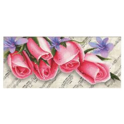 Σταμπωτό Κέντημα με Ροζ Τριαντάφυλλα σε Εταμίν Αίντα Κομπλέ Κιτ